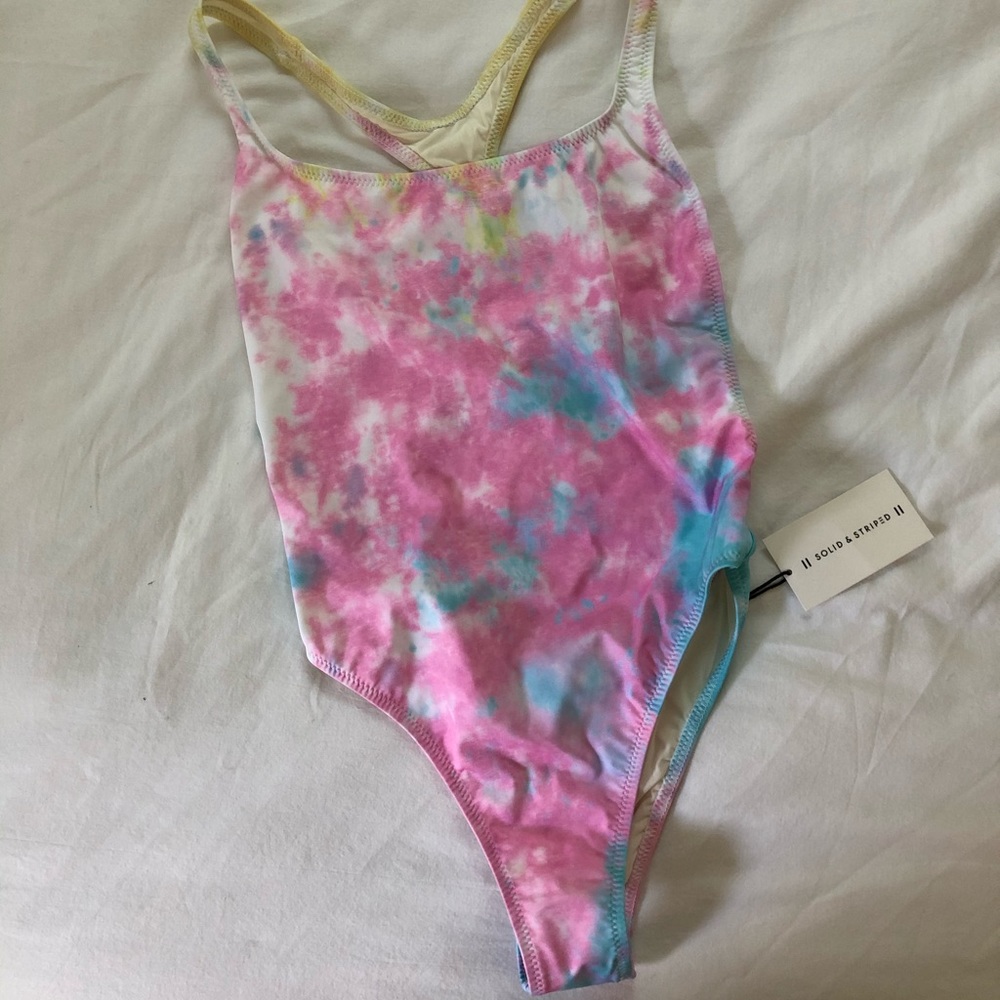 SOLID AND STRIPED RE/DONE tie dye swim one piece